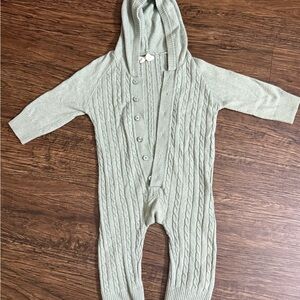 Baby Gap Green Cable Knit Hooded One Piece